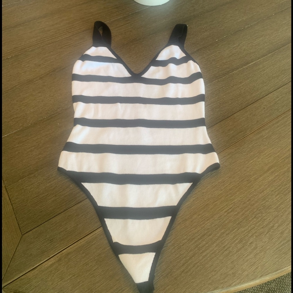 Black & White Striped Bodysuit